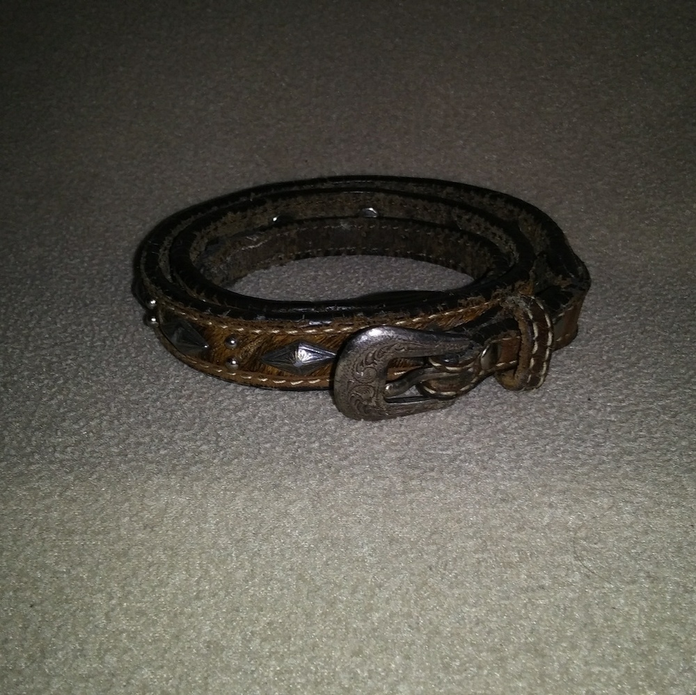 Little Kids Brown Leather Cowboy Belt. 26 Inches.